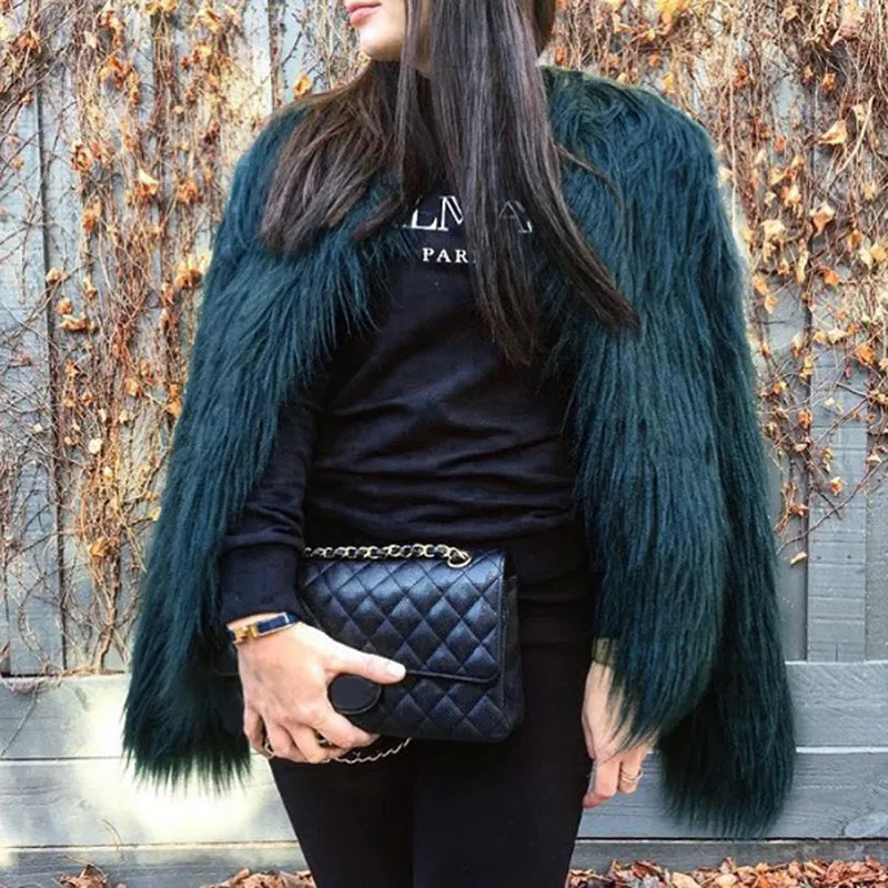 Bridget Faux Fur Jacket - Emerald Green