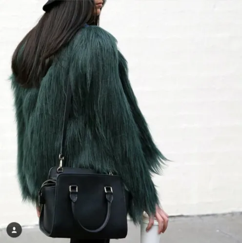 Bridget Faux Fur Jacket - Emerald Green