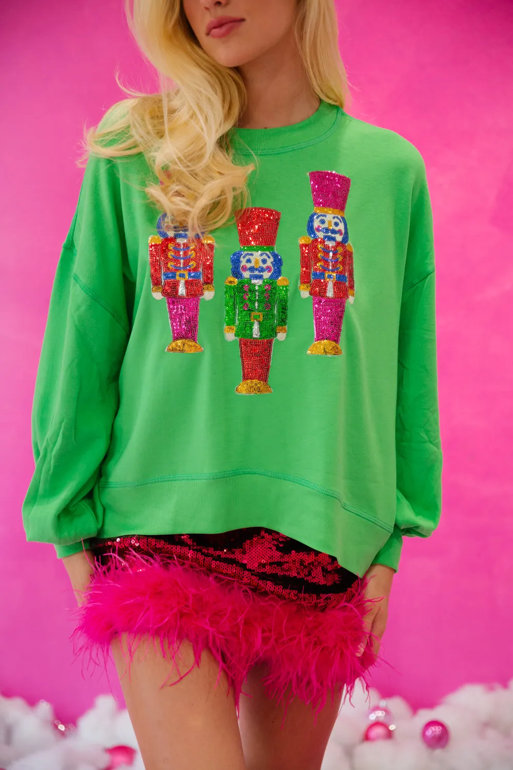 COLORFUL SEQUIN NUTCRACKER PULLOVERS