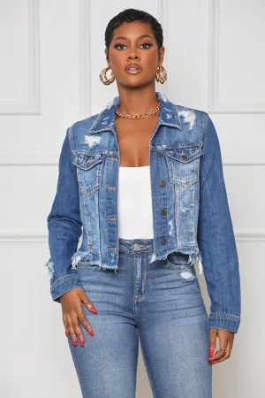 Distressed Crop Denim Jacket- FINAL SALE