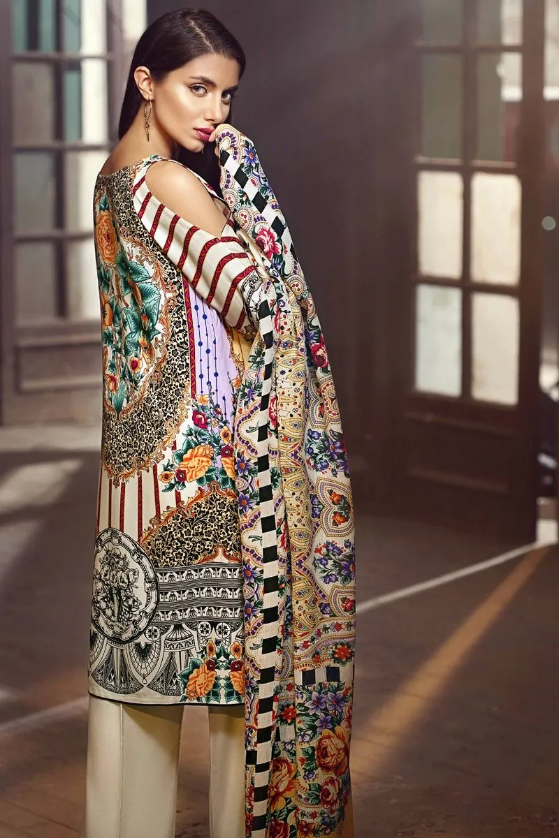 Gul Ahmed Winter 2017 – Cream 3 Pc Silk Woolen SW-30