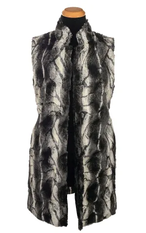 Mandarin Vest, Reversible less pockets - Luxury Faux Fur in Honey Badger with Cuddly Fur  - Sold Out!