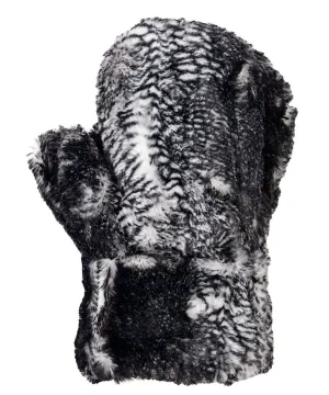 Men's Mittens - Luxury Faux Fur in Black Mamba