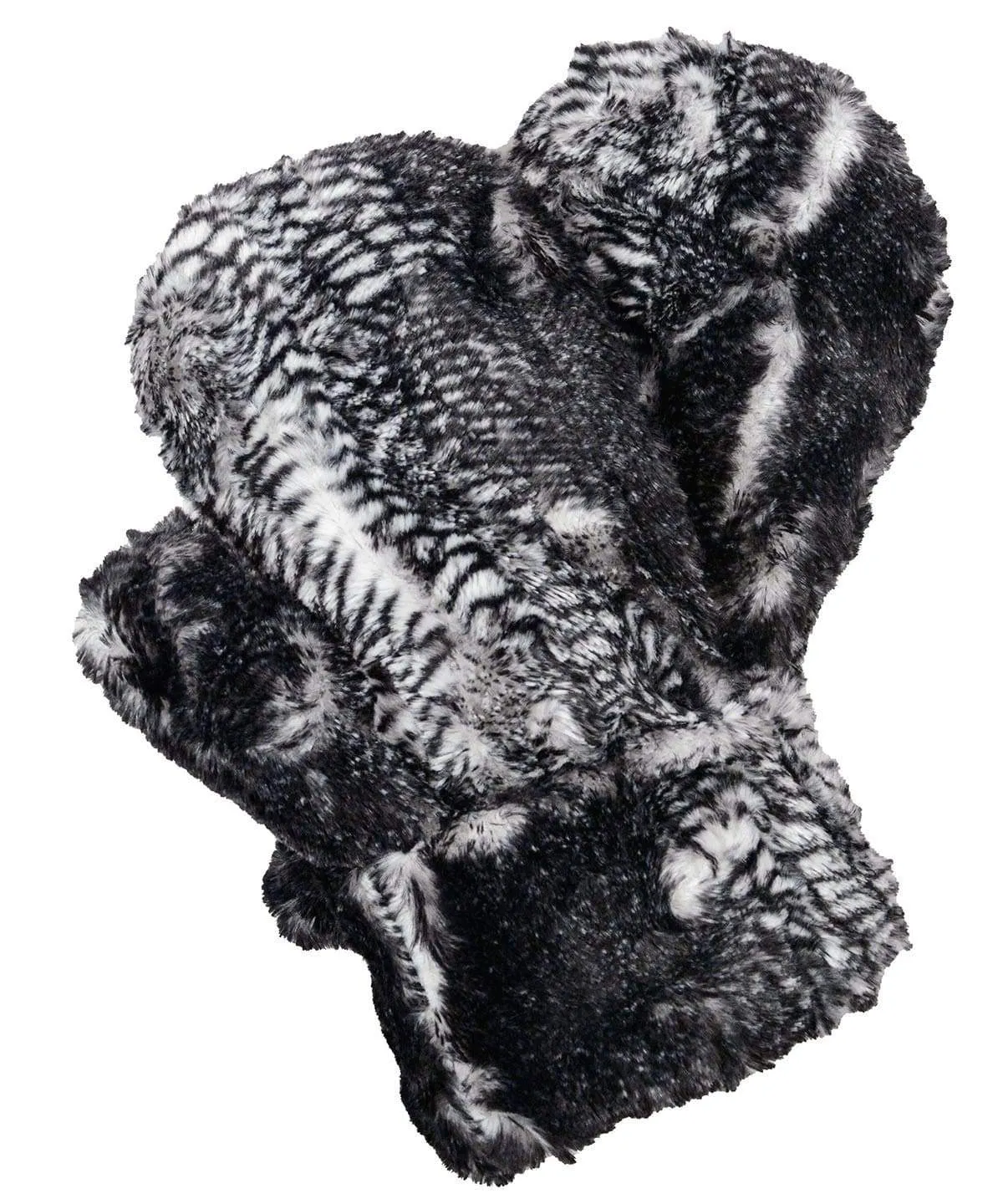 Men's Mittens - Luxury Faux Fur in Black Mamba