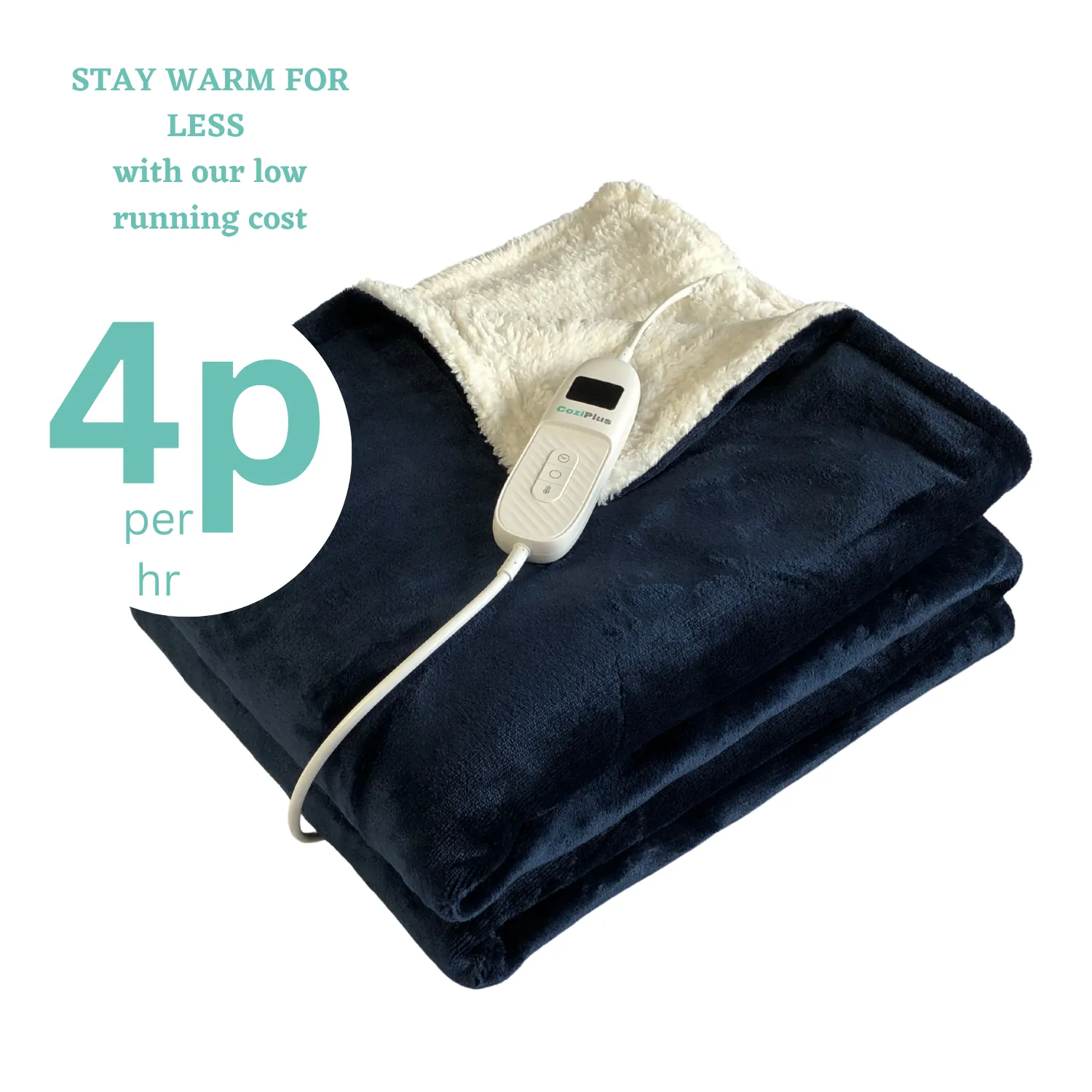 Navy Electric Heated Sherpa Throw