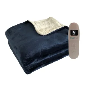 Navy Electric Heated Sherpa Throw