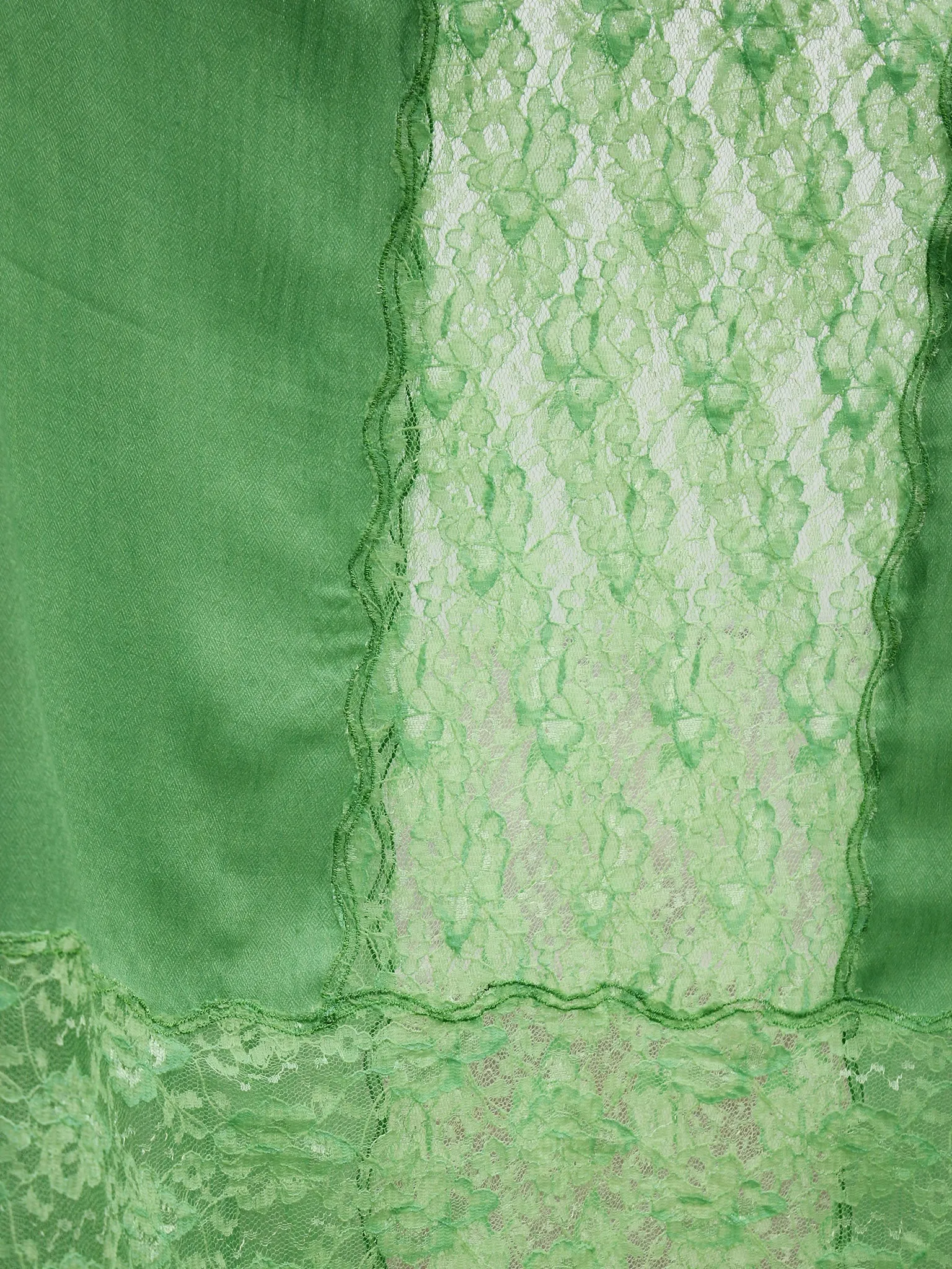 Parrot Green Lace Work Fine Woolen Cashmere Stole - S6317172