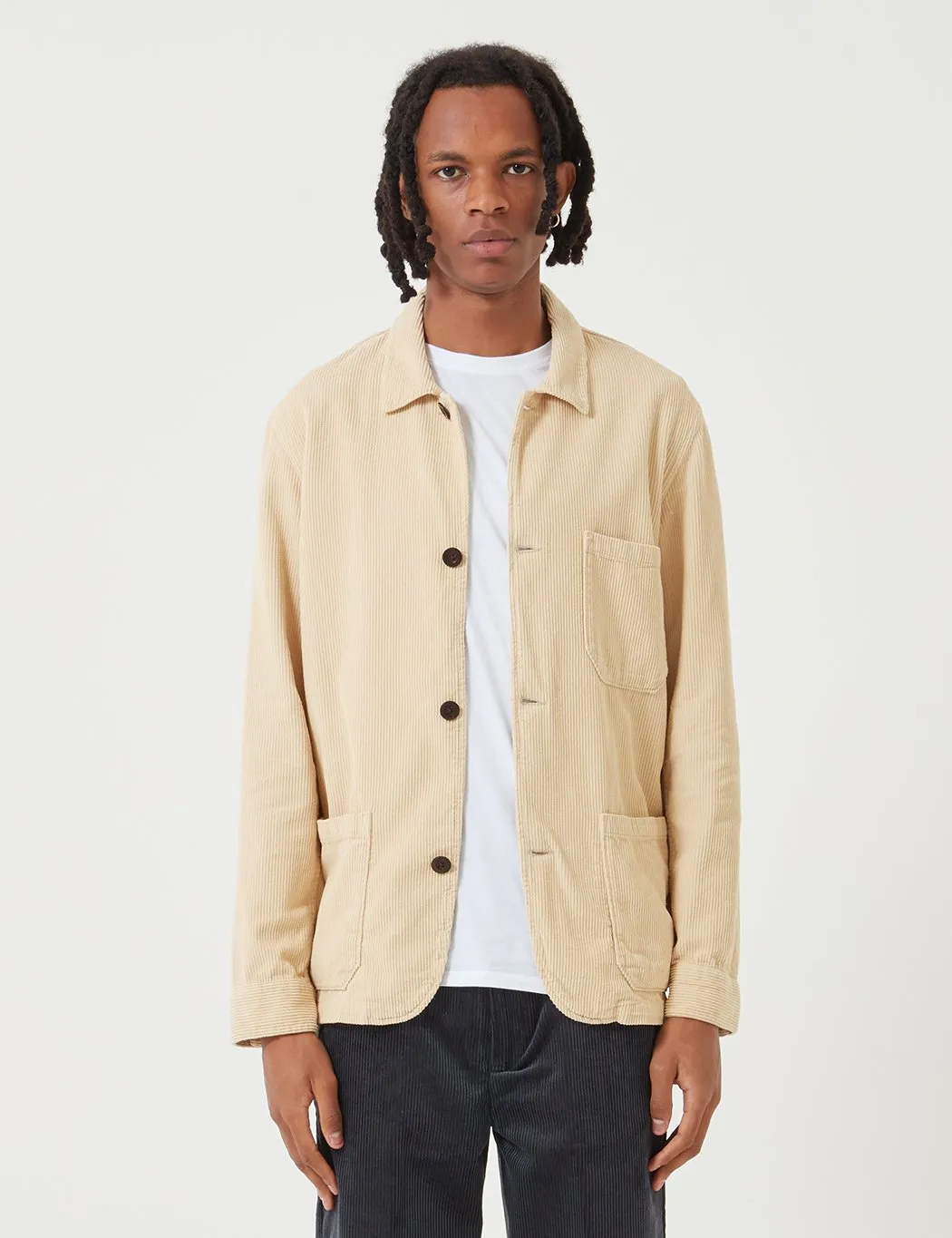 Portuguese Flannel Labura Workwear Jacket (Cord) - Cream Beige