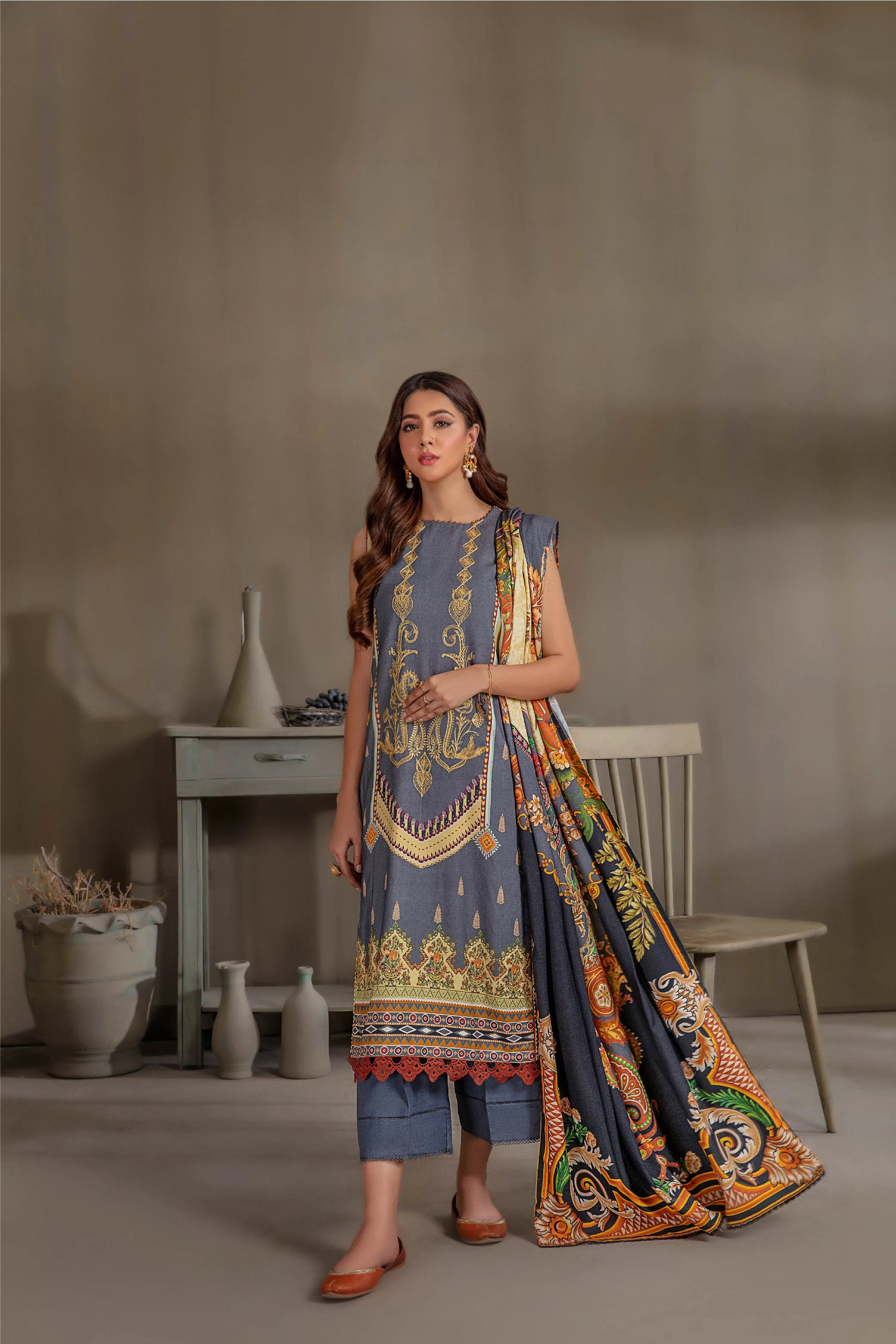 Sana & Samia by Lala Embroidered Woolen Print Collection – Maurice