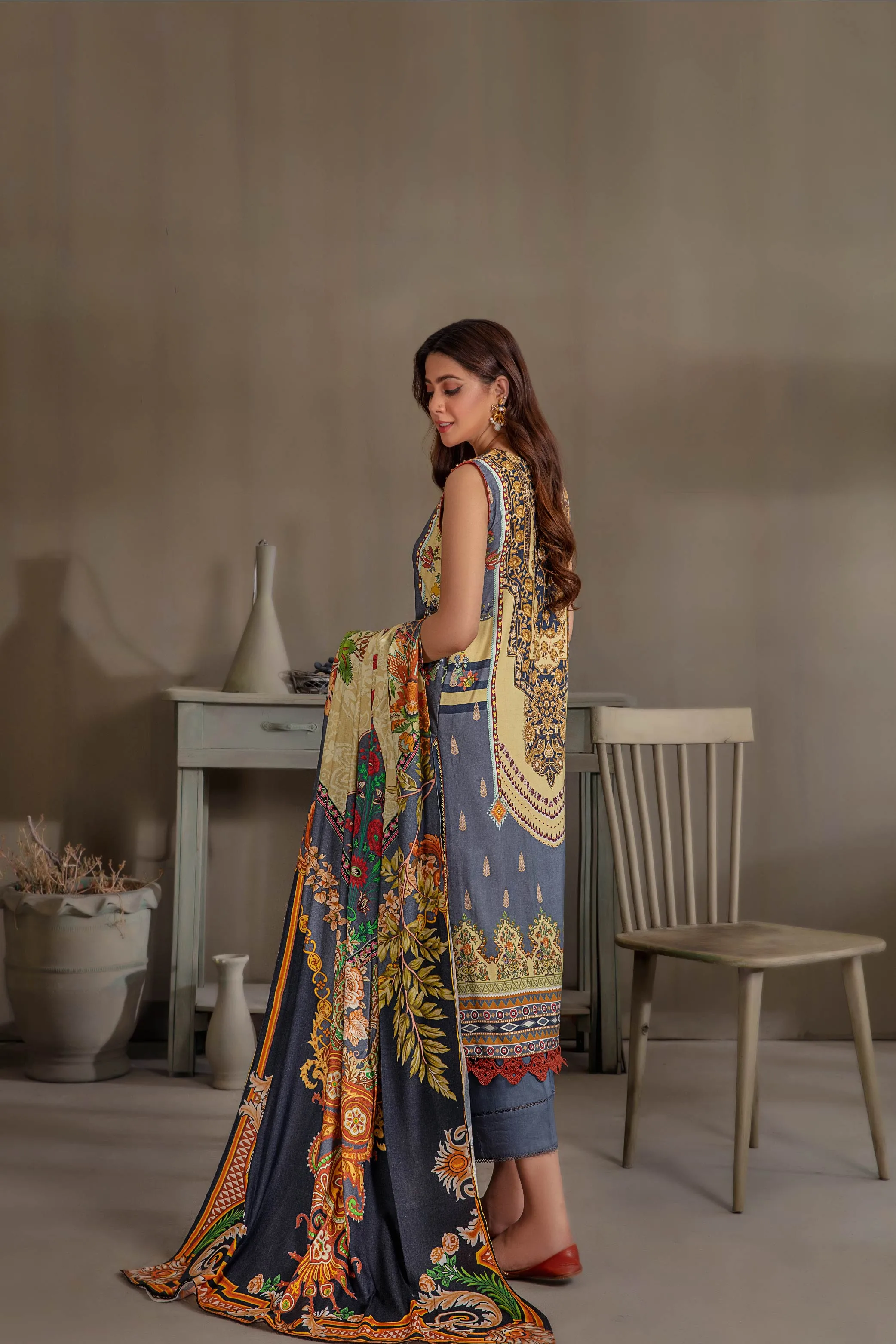 Sana & Samia by Lala Embroidered Woolen Print Collection – Maurice