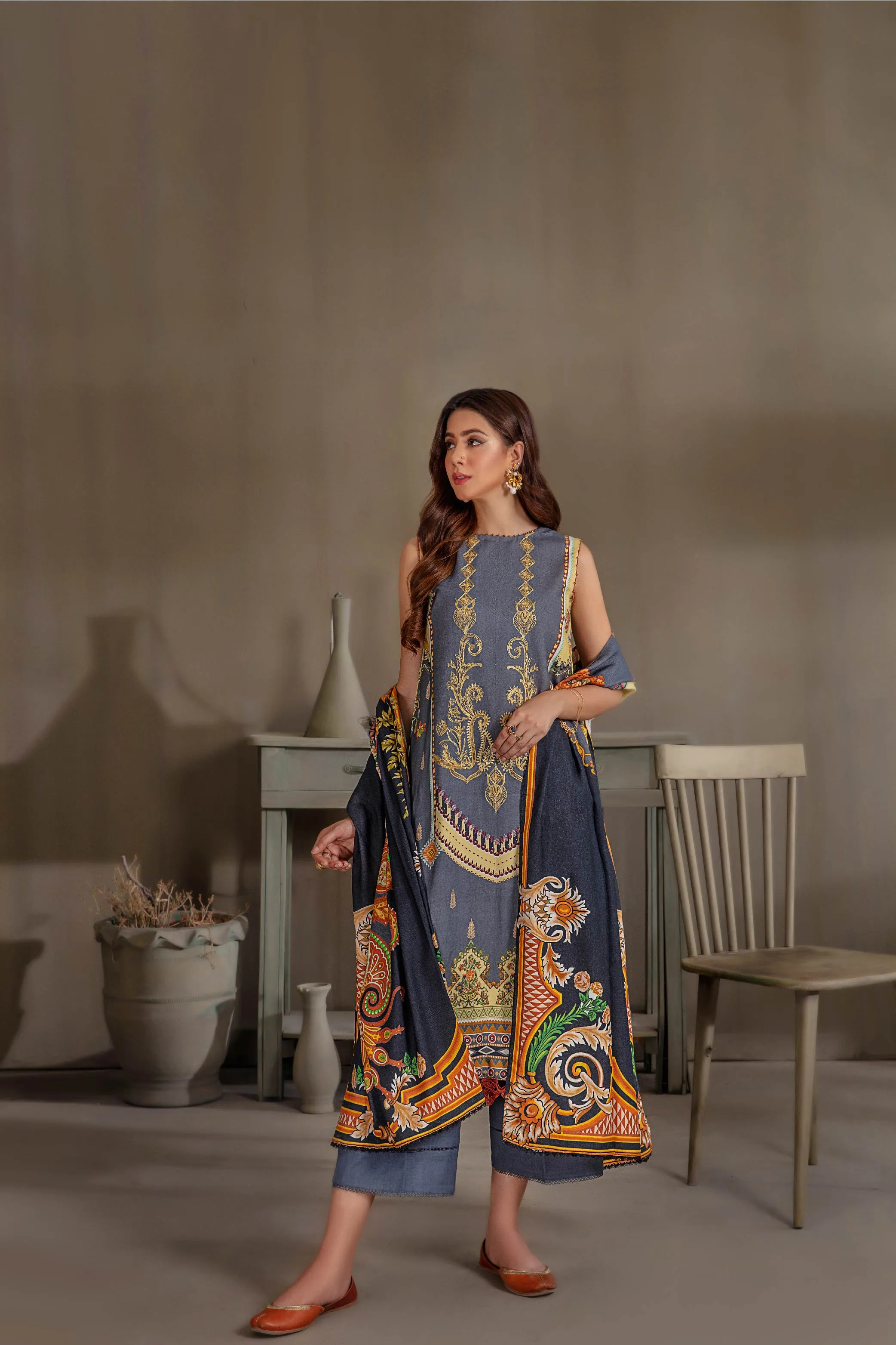 Sana & Samia by Lala Embroidered Woolen Print Collection – Maurice