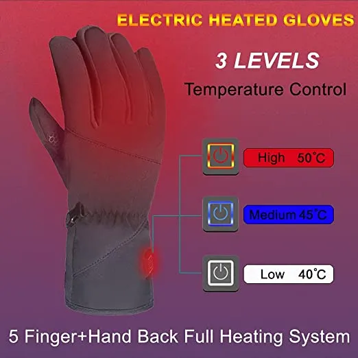 Sidiou Group Anniou Unisex Graphene Heating Gloves 3-Level Adjustable Temperature Electric Heated Gloves